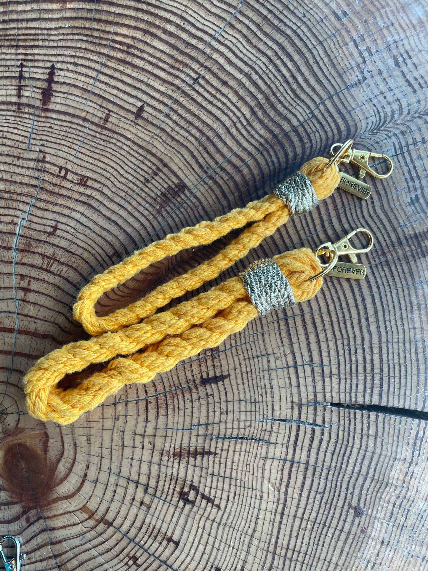 Porte-clé Bracelet Tresse Fine Jaune