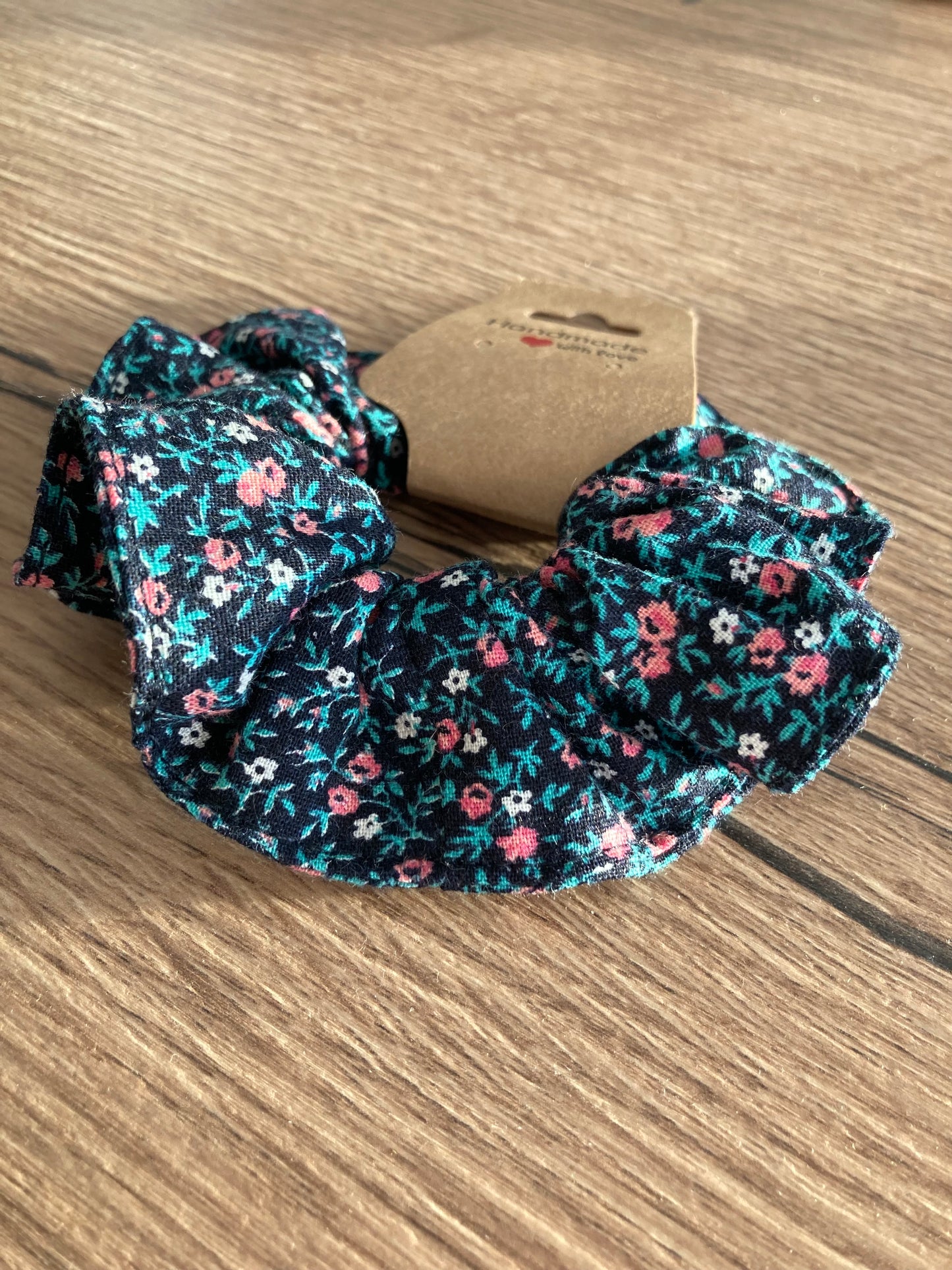 Black Flower Scrunchie
