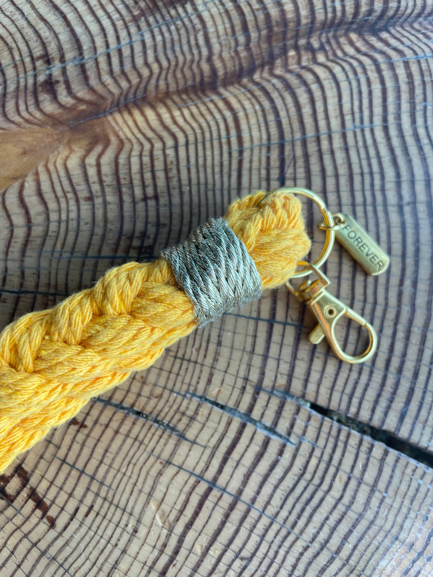 Porte-clé Bracelet Tresse Épaisse Jaune