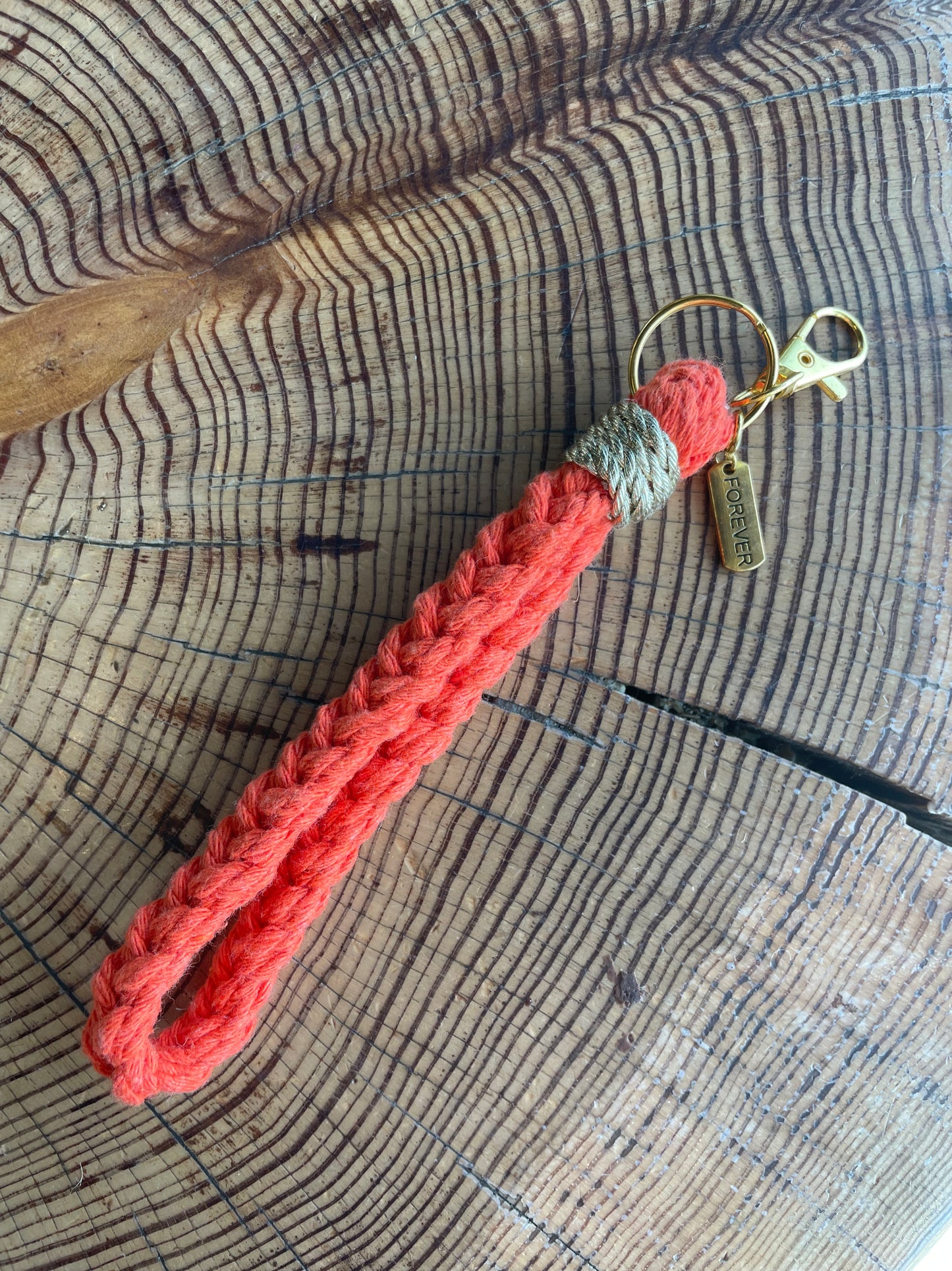 Porte-clé Bracelet Tresse Fine Orange