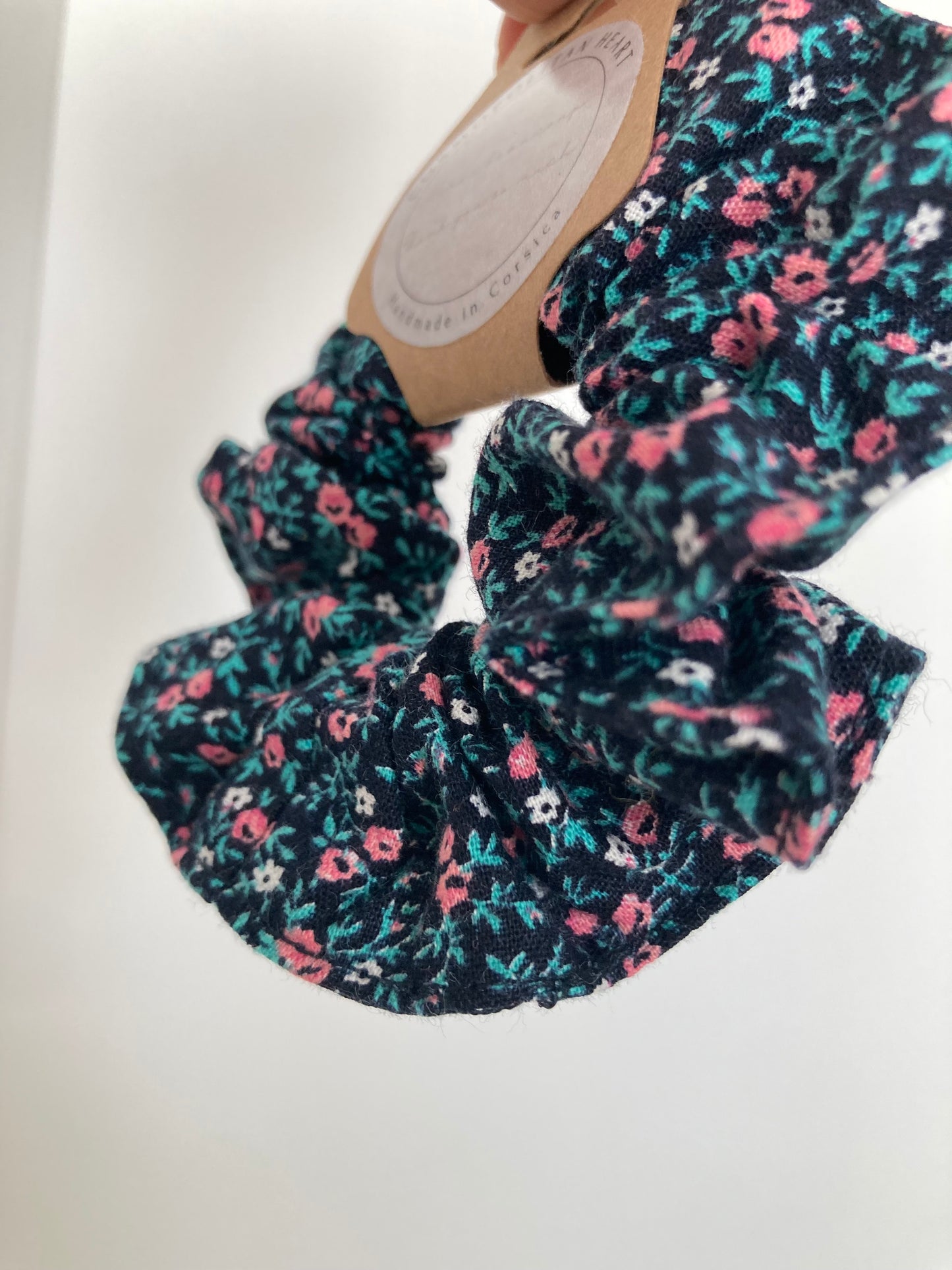 Black Flower Scrunchie