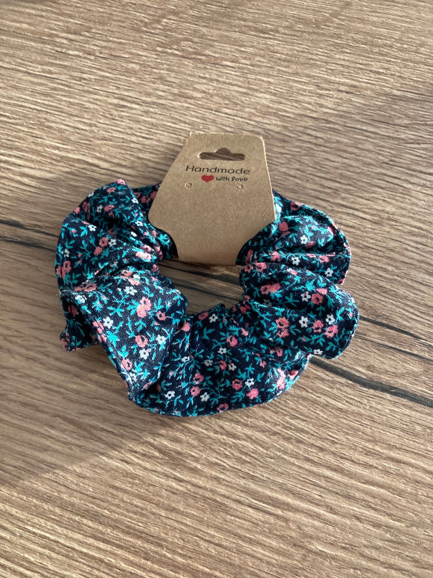 Black Flower Scrunchie
