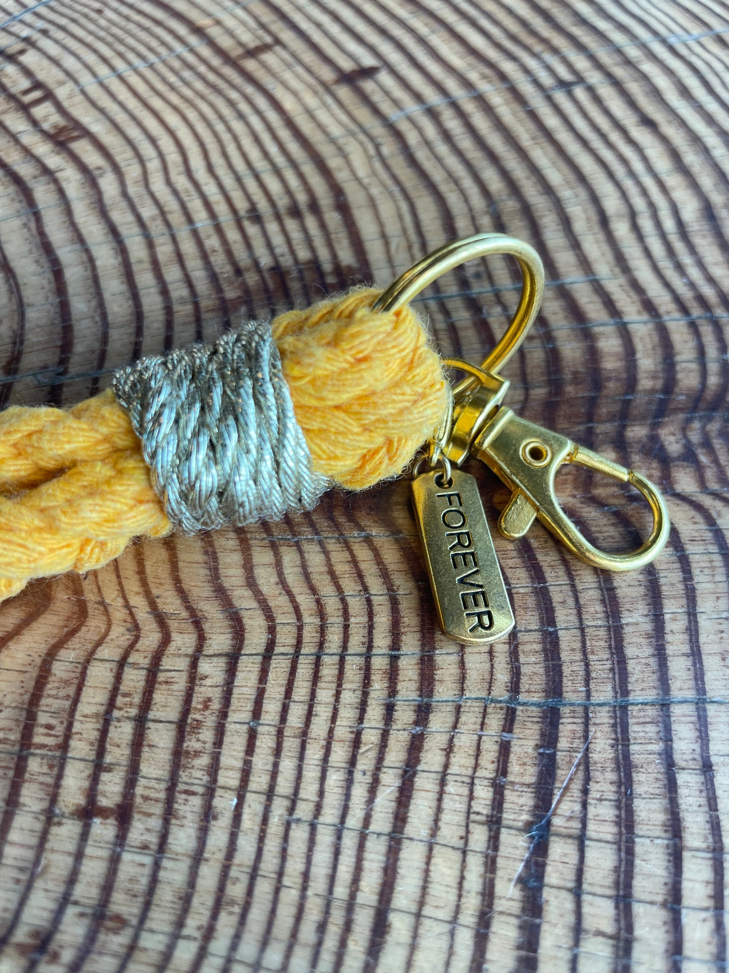 Porte-clé Bracelet Tresse Fine Jaune