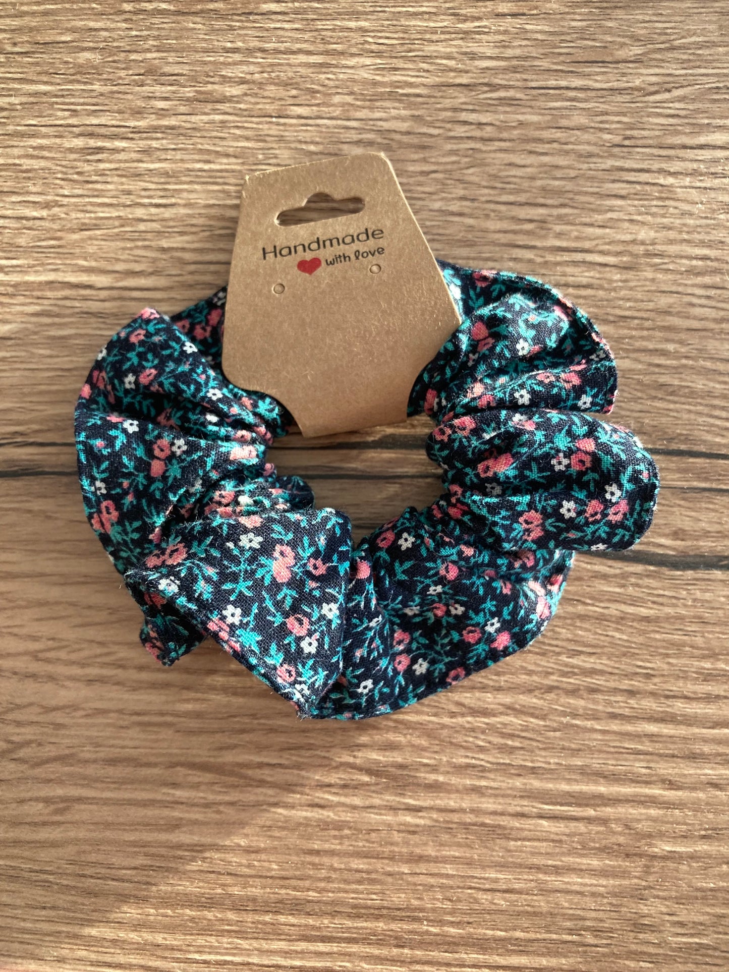 Black Flower Scrunchie