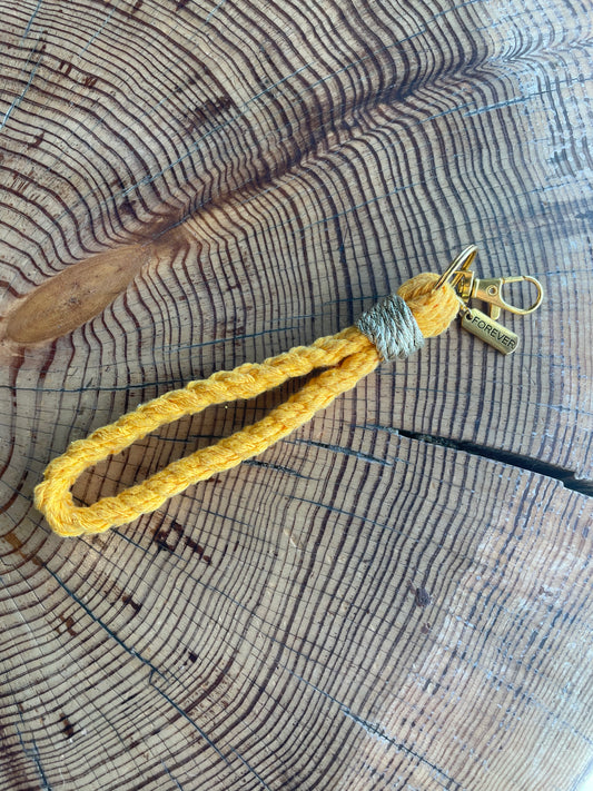Porte-clé Bracelet Tresse Fine Jaune
