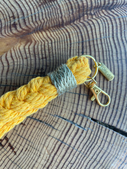 Porte-clé Bracelet Tresse Épaisse Jaune