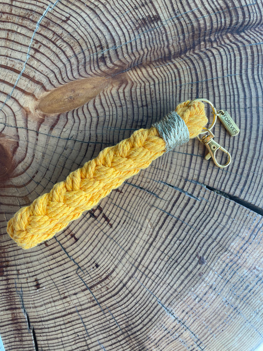 Porte-clé Bracelet Tresse Épaisse Jaune